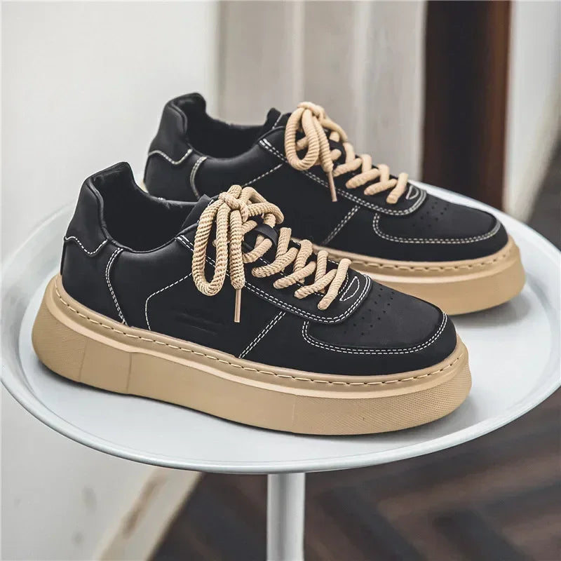 Men Casual Leather Sneakers Autumn New Lace up Designer Comfortable Trend Board Shoes for Men Breathable Sneakers Running Shoes